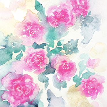 Watercolor Wet and Wet Technique with Rose Painting