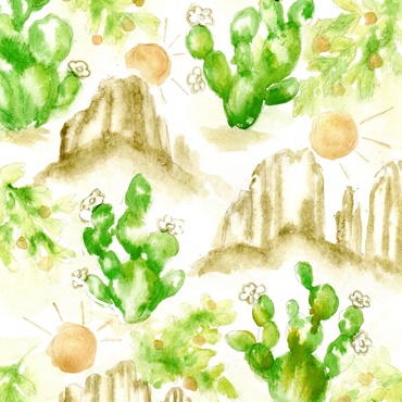 Watercolor Desert Style French Toile Inspired Painting