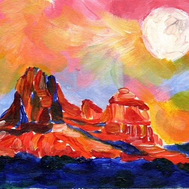 Sedona Red Rocks Abstract Mountain Acrylic Painting