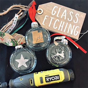 Glass etched Ornaments 