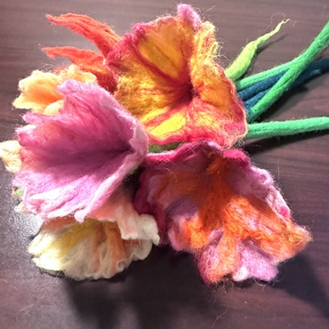Wool Wet Felted Flowers