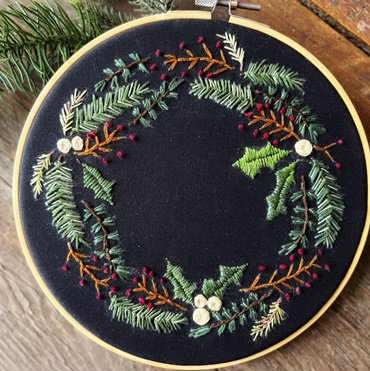 Evergreen Wreath Embroidery