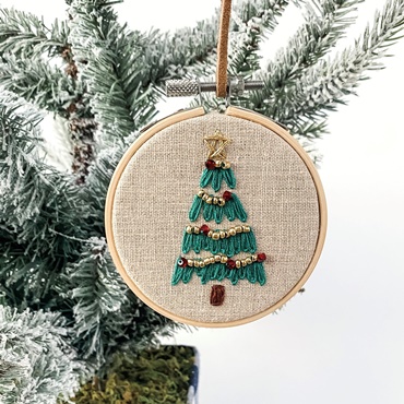 Hand Embroidered Christmas Tree Ornament