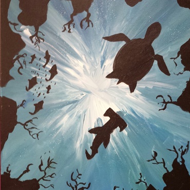 Underwater Turtles Painting